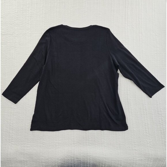 Kim Rogers Perfectly Soft Tee NEW Women's XXL Deep Black 3/4 Length Sleeve NWT - Picture 9 of 13